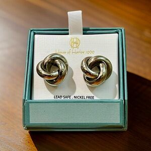 House of Harlow 1960 Silver Tone Knot Post Earrings